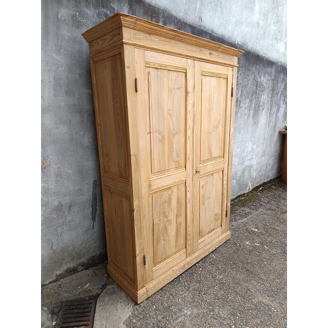 Antique Stripped Fir Wardrobe, 1890s For Sale - Image 8 of 18