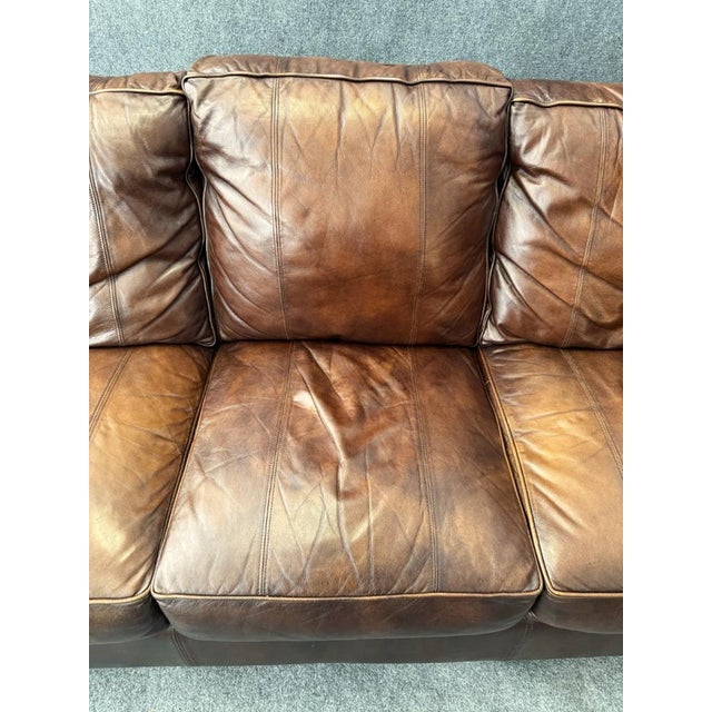 Early 21st Century Thomasville Traditional Brown Leather Sofa For Sale - Image 5 of 18