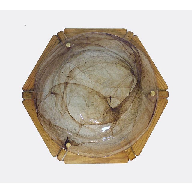 German Murano Glass & Wood Ceiling Lamp from Kaiser Idell / Kaiser Leuchten, 1960s For Sale - Image 6 of 10