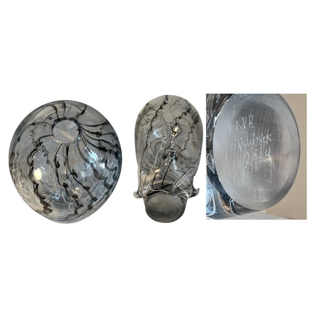 Black Graphic Pilchuk Torpedo Shaped & Rectangular Murano Style Art Glass Vases- A Pair For Sale - Image 16 of 18