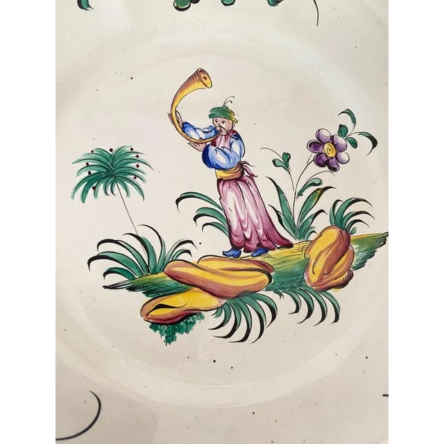 19th Century French Faience Plates with Bird Pattern in Blue, Green, Set of 4 For Sale - Image 7 of 10