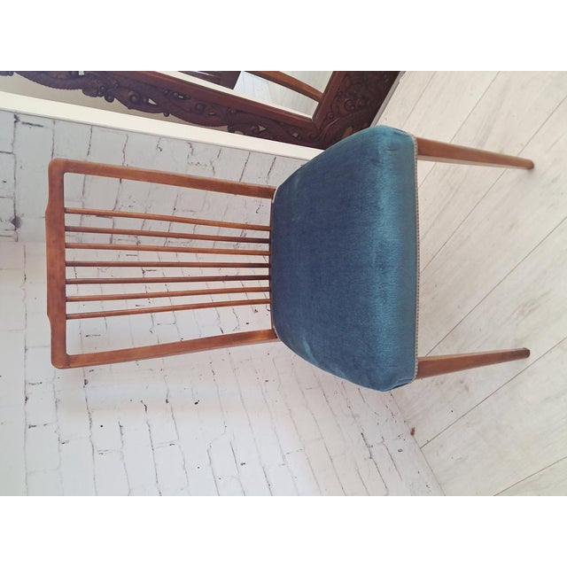 Mid-Century Dining Chairs in Teal Blue Velour by Greaves & Thomas, 1960s, Set of 6 For Sale - Image 11 of 18