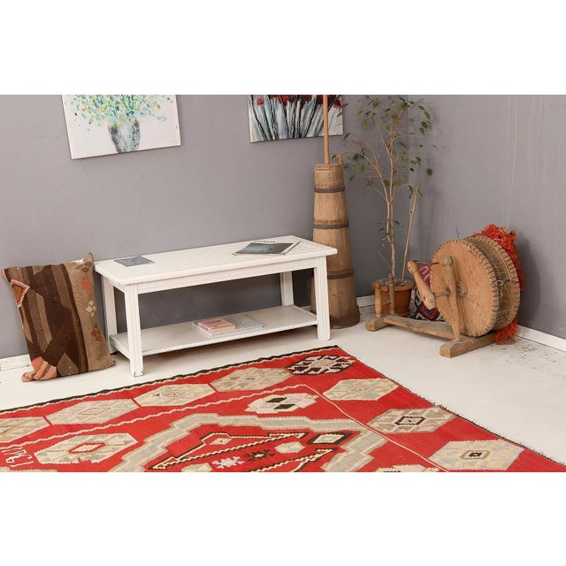 Mid 20th Century Vintage Red Turkish Large Kilim Rug For Sale In Los Angeles - Image 6 of 7