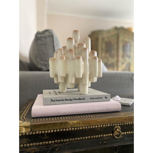 Coral-Shaped Italian Sculptural Beige Ceramic Vase attributed to Bertoncello, 1960s For Sale - Image 12 of 18