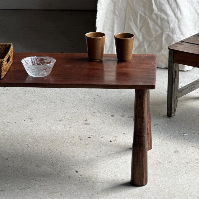 Vintage Indonesian Brown Teak Coffee Table with Tapered Legs, 1980s For Sale - Image 18 of 18
