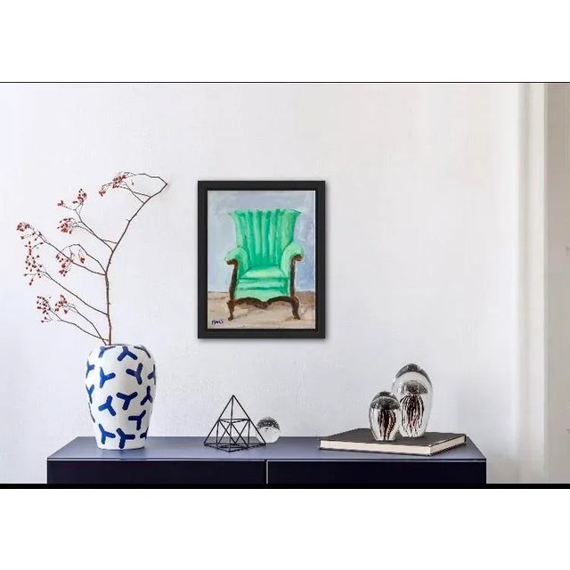 Green "Green Chair" Contemporary Still Life Original Oil Painting on Canvas by Lisa Haas For Sale - Image 8 of 12