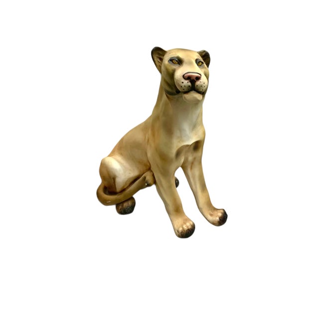 Hollywood Regency Late 20th Century Hollywood Regency Life-Size Cougar Statue, Mountain Lion Sculpture, 31"h For Sale - Image 3 of 8