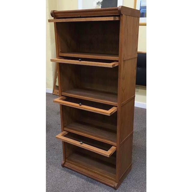 Lawyers Oak Bookcase/Storage Tall Cabinet With Retractable Glass Feature For Sale In San Francisco - Image 6 of 12