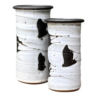 Vintage Original Studio Pottery Vases - Set of 2 For Sale