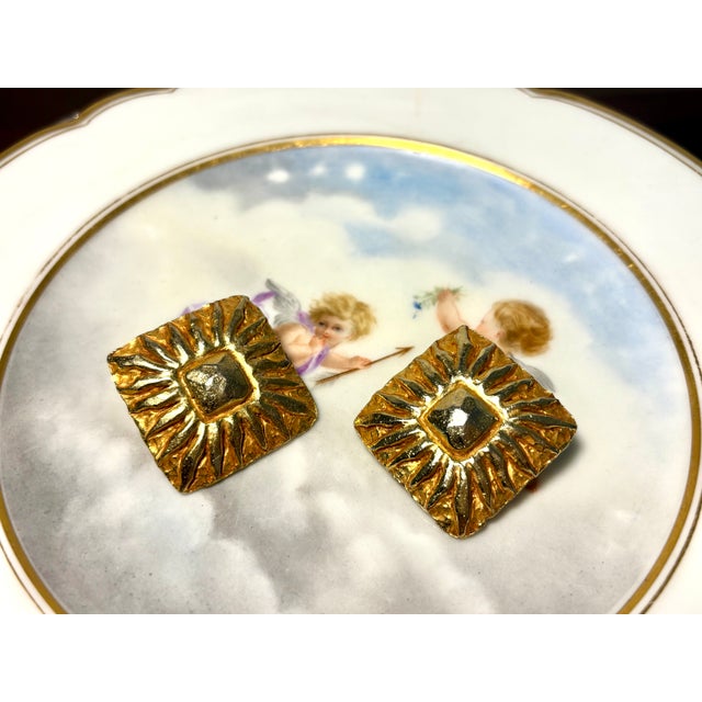 Gold Vintage Earrings Clips by Jean Patou, 1980s, Set of 2 For Sale - Image 8 of 13