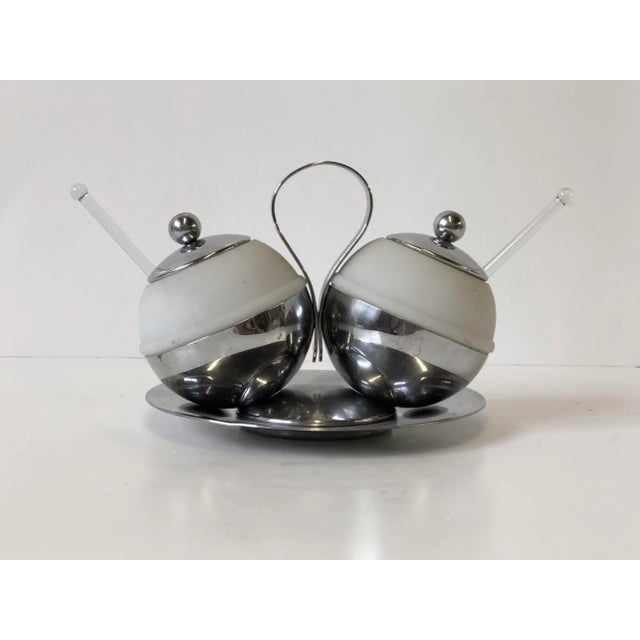 Chrome Art Deco Chrome and Glass Serving Piece by Chase - Set of 4 For Sale - Image 8 of 9