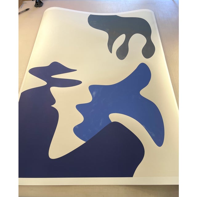 Not Yet Made - Made To Order Mid-Century Modern Abstract Biomorphic Unframed Print in Blue and Gray 30 X 40 For Sale - Image 5 of 6