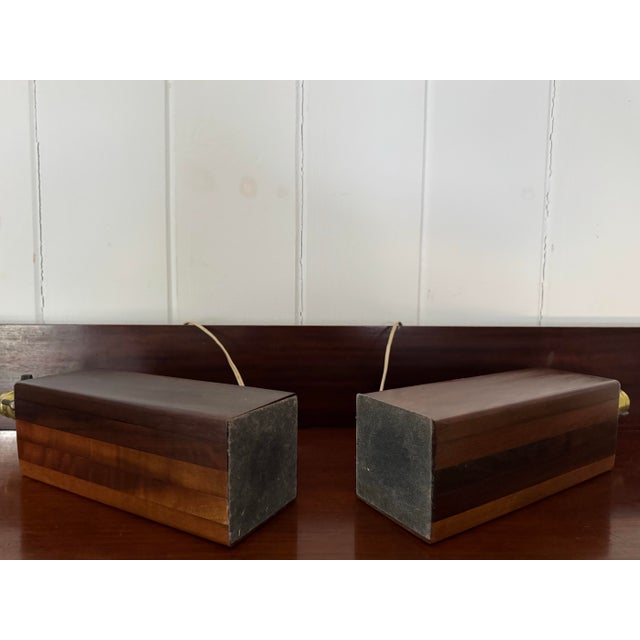 Mid 20th Century Mid Century Modern Solid Walnut Block Lamps a Pair For Sale In Philadelphia - Image 6 of 7