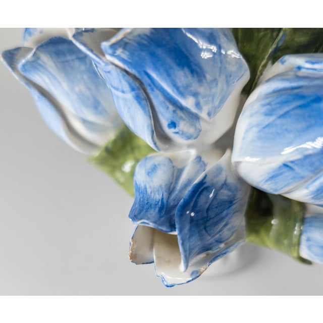 Mid-Century Italian Faience Majolica Floral Tulipiere Decorative Vase, Signed For Sale - Image 9 of 15