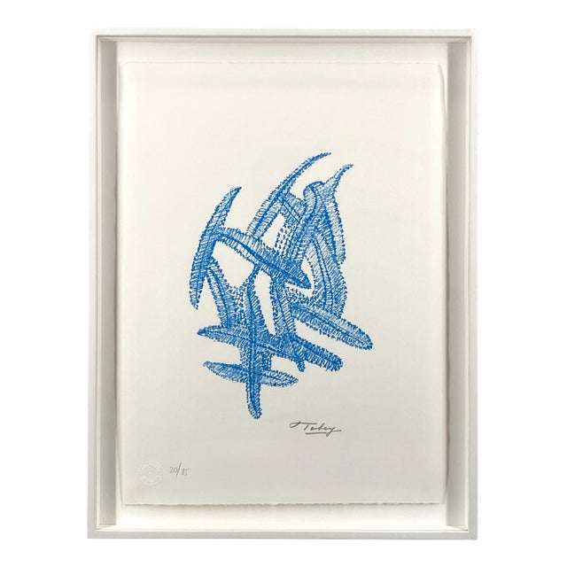 Mark Tobey, Composition in Blue, 1972, Lithograph on Paper, Framed For Sale