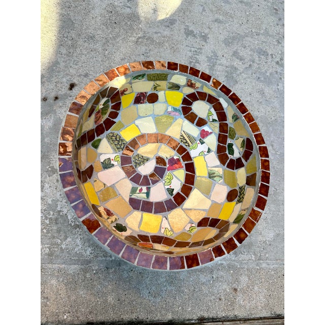 Vintage Mosaic Cement and Tile Pedestal Bowl For Sale In Houston - Image 6 of 8