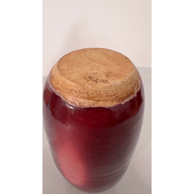 Red Antique Ox Blood Stoneware Vase Signed For Sale - Image 8 of 11