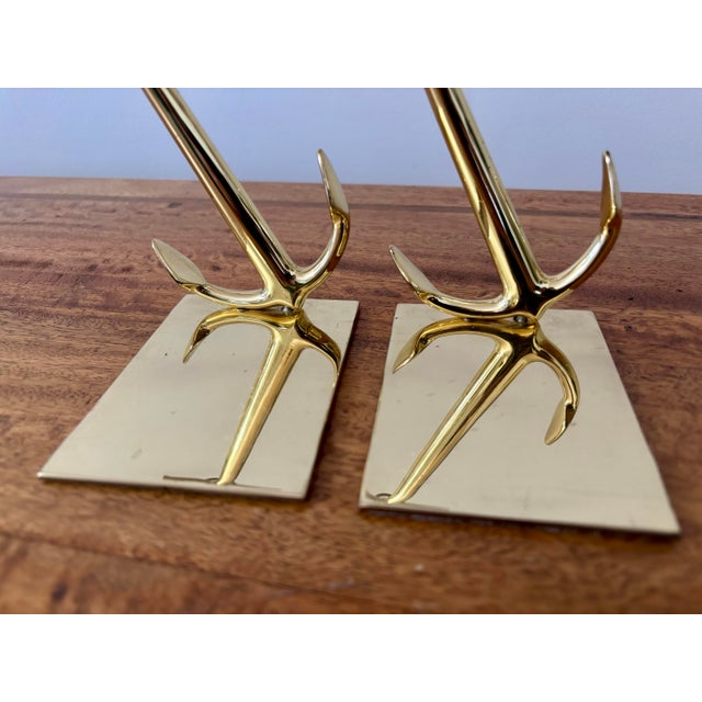 Brass 1950's Nautical Solid Brass Anchor Bookends - A Pair For Sale - Image 8 of 8