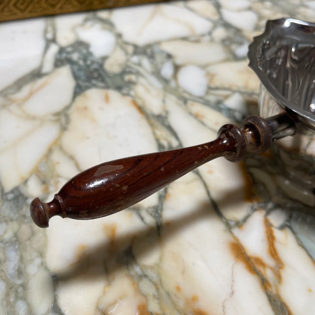 Silver Plated Sauce Pot With Wooden Handle For Sale - Image 4 of 10