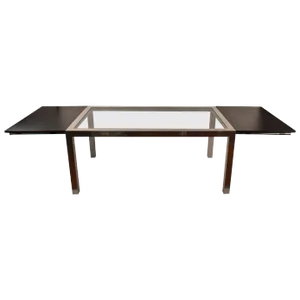 Aluminum Base Parsons Dining Table With Black Formica Leaves
