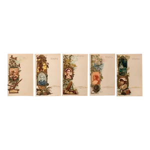 1905 French Art Nouveau Biscuit Lu Collectable Postcards (Set of 5)