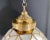 Art Deco Style Globe White Milk Glass & Brass Pendant Chandelier Lantern For Sale - Image 4 of 15