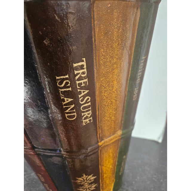 Highly Decorative book faced tall (16") waste basket, probably Theodore Alexander although no labels. Wonderful for a...