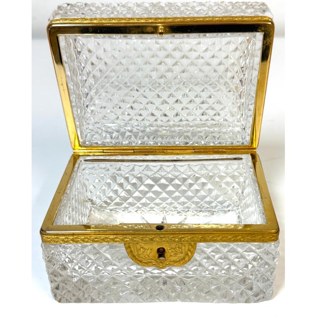 Late 19th C French Fire Gilt Ormolu Cut Glass Table Box, Attributed to Baccarat For Sale - Image 11 of 18
