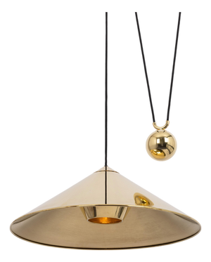 Keos Adjustable Counterweight Pendant Lamp in Brass attributed to Florian Schulz, Germany, 1970s