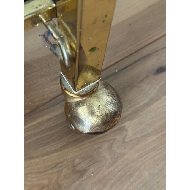 Vintage Gold-Tone Metal and Plastic Three-Tier Bar Cart For Sale - Image 9 of 12