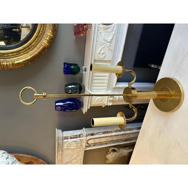French Bouliotte Gilt Brass Candle Lamps, 1950s, Set of 2 For Sale - Image 9 of 18