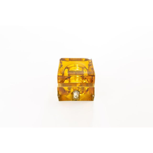 Amber Coloured Maritim Glass and Brass Wall Lamp by Vitrika, 1970s For Sale - Image 6 of 8
