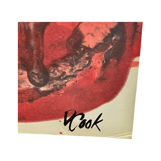 Vintage Signed Abstract Painting in Red and Black, Figurative Composition For Sale - Image 10 of 10
