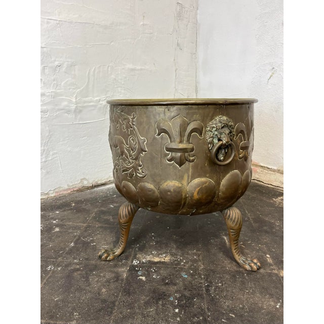 Brass Cachepot Table Lions Feet For Sale - Image 4 of 7