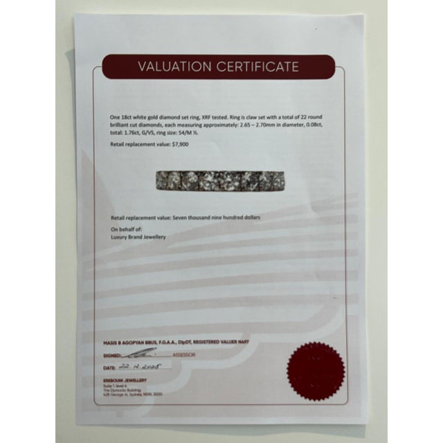 Metal 18ct White Gold Diamond Eternity Ring 1.76ct 3g, Size 6.5 For Sale - Image 7 of 7