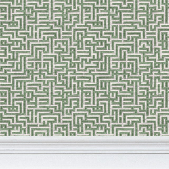 Green Bronte Ribbon Maze Removable Wallpaper – Box Hedge Green Single Roll For Sale - Image 8 of 8