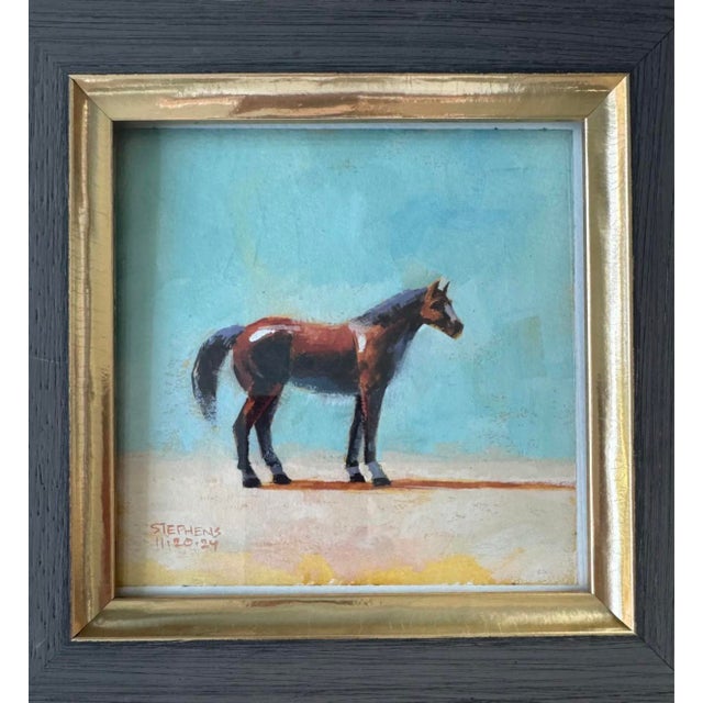 Contemporary 2024 Chestnut Horse Equestrian Painting in Italian Frame For Sale - Image 3 of 4