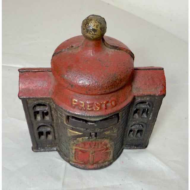 Antique 1892 Kyser & Rex Cast Iron Mechanical Still Bank Presto Building 19th C. For Sale - Image 4 of 10