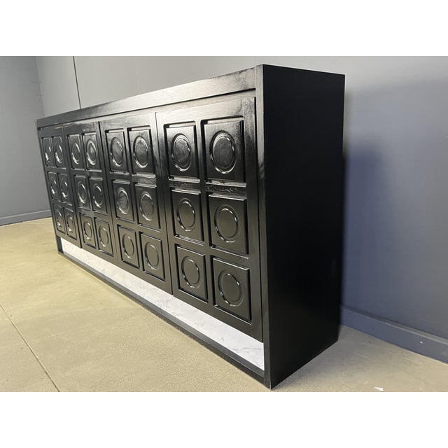 Brutalist Black Credenza, 1970s, in Very Good conditions. Designed 1970 to 1979