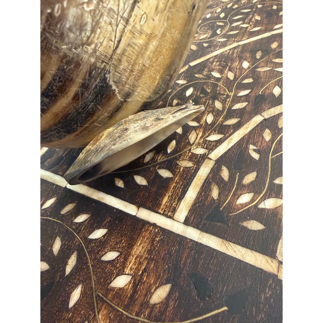 Tan Hand Carved Polished and Scalloped Edge Horn Bowl For Sale - Image 8 of 8