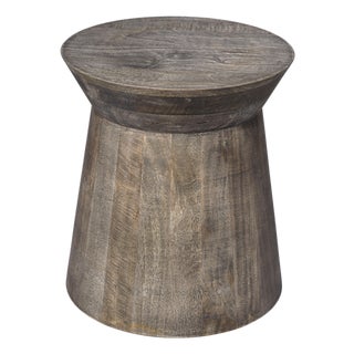 Jamie Young Porcini Wood Side Table, Grey Wash For Sale