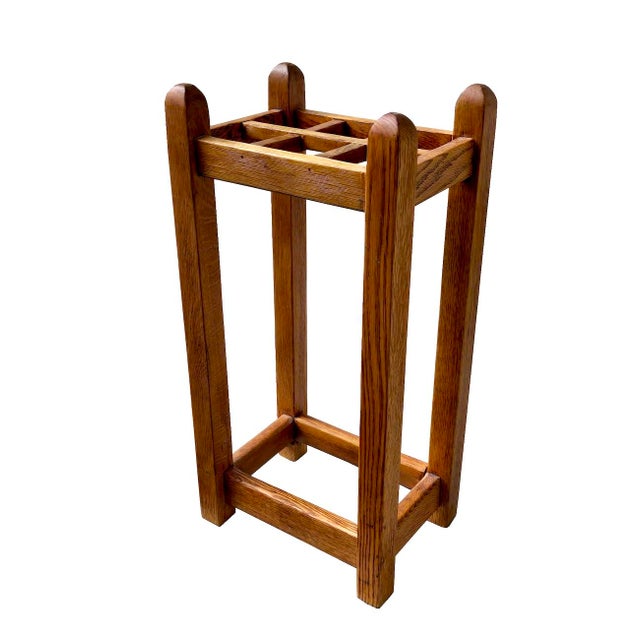 Early 20th Century Arts and Crafts Mission Stickley Style Oak Wood Umbrella Stand For Sale In Miami - Image 6 of 17