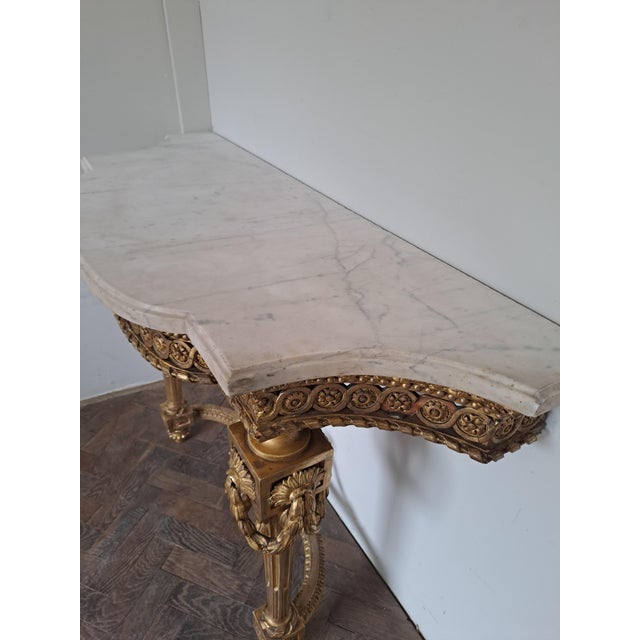 Antique French Giltwood Console Table with Marble, 1860, in Good conditions. Designed 1890 to 1919