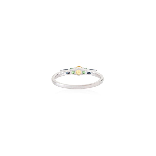 Metal Natural Multi-Gemstone Five-Stone Ring in 14k Gold Jewelry for Mom Size 6 For Sale - Image 7 of 16