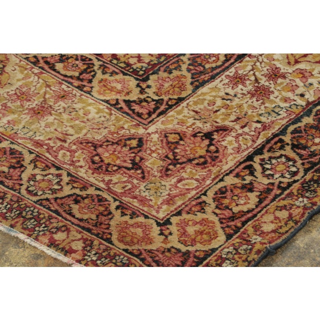 Gold Antique 20th Century Persian Kashan Rug With Floral All-Over Vinery - Rug & Kilim For Sale - Image 8 of 9