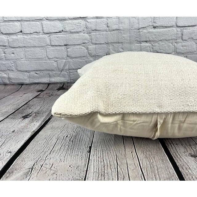 20 x 20 Hemp Pillow Turkish Cushion Natural Grayish White Pillow Cushion Cover For Sale - Image 4 of 4