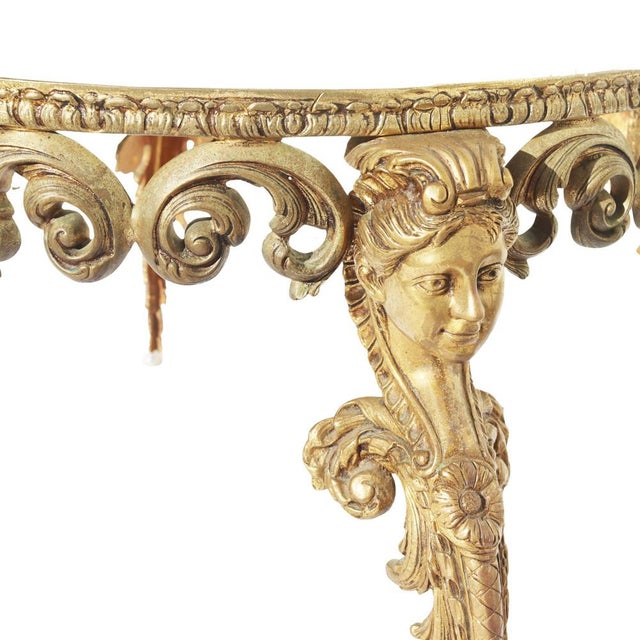 Gold Rococo Table in Gilded Bronze with Marble Top, 1800s For Sale - Image 8 of 16