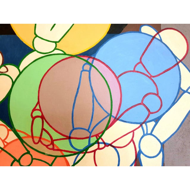 Canary Yellow Large Scale Abstract Geometric Oil on Canvas. 'Artist's Lay Figures at Play' by Derek Carruthers. For Sale - Image 8 of 12