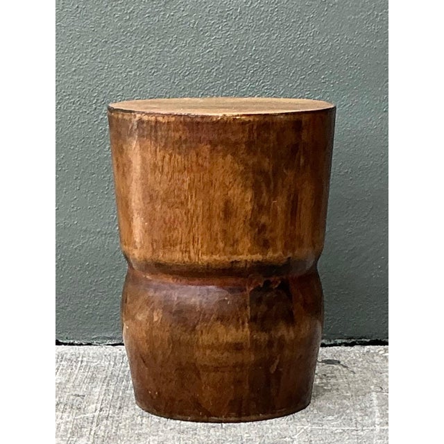 Vintage Carved Palm Wood Accent Stool For Sale - Image 10 of 14