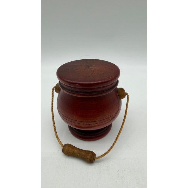 A Fine Antique Pennsylvania Red Painted Turned Folk Art Treenware Container, Circa 1910's For Sale - Image 6 of 12